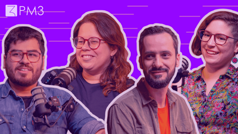 Thumbnail com os convidados do episódio do Mesa de Produto sobre desafios de escalar uma área de Produto